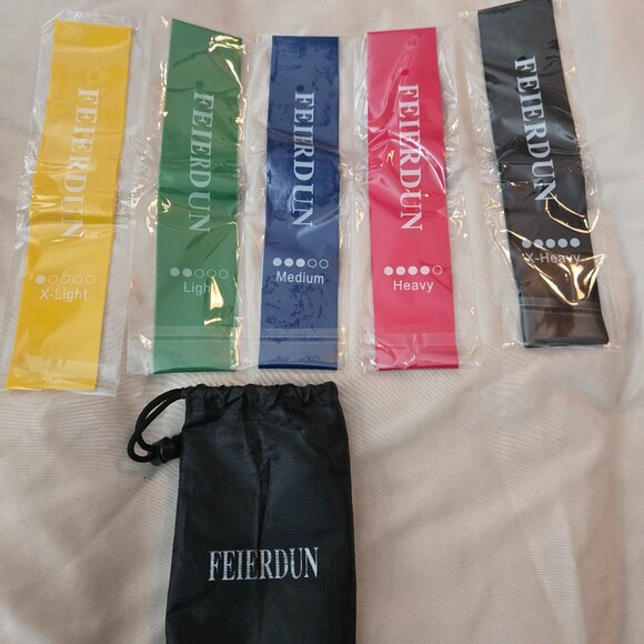 Other - Five exercise stretch bands & storage bag, new and unused
